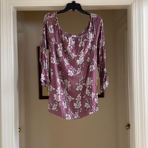 Purple/Dark Pink Blouse with Flower Design!